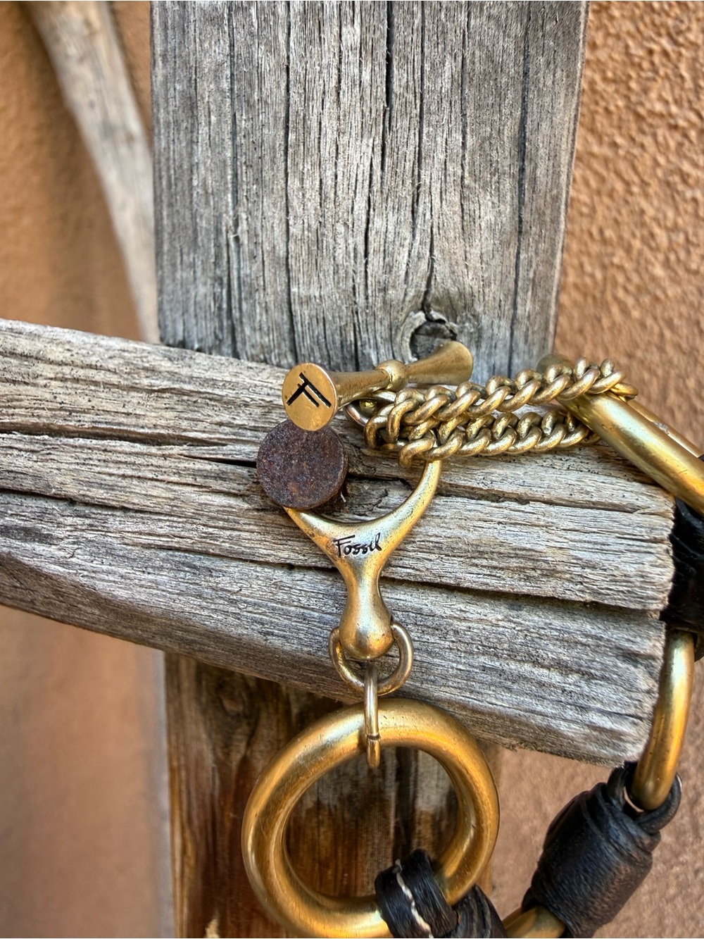 Fossil Gold and Black Mixed-Material Men's Bracelet